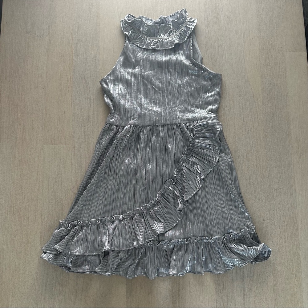 Janie and Jack Silver Ruffle Dress